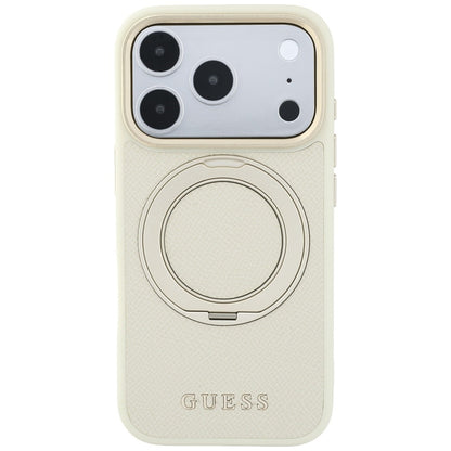 MagSafe-Hülle für Apple iPhone 18 Pro / 17 Pro, Guess, Grained Ring Stand 360 Classic, Beige