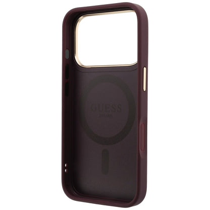 MagSafe-Hülle für Apple iPhone 18 Pro / 17 Pro, Guess, Grained Ring Stand 360 Classic, Burgunderrot