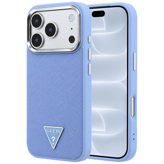 MagSafe-Hülle für Apple iPhone 18 Pro / 17 Pro, Guess, Geprägtes Dreieck-Logo, Blau