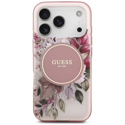 MagSafe Case for Apple iPhone 18 Pro / 17 Pro, Guess, IML Flower & Tonal Circle, Pink