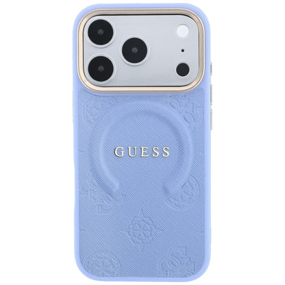 MagSafe-Hülle für Apple iPhone 18 Pro / 17 Pro, Guess, Saffiano Peony Ring, Blau