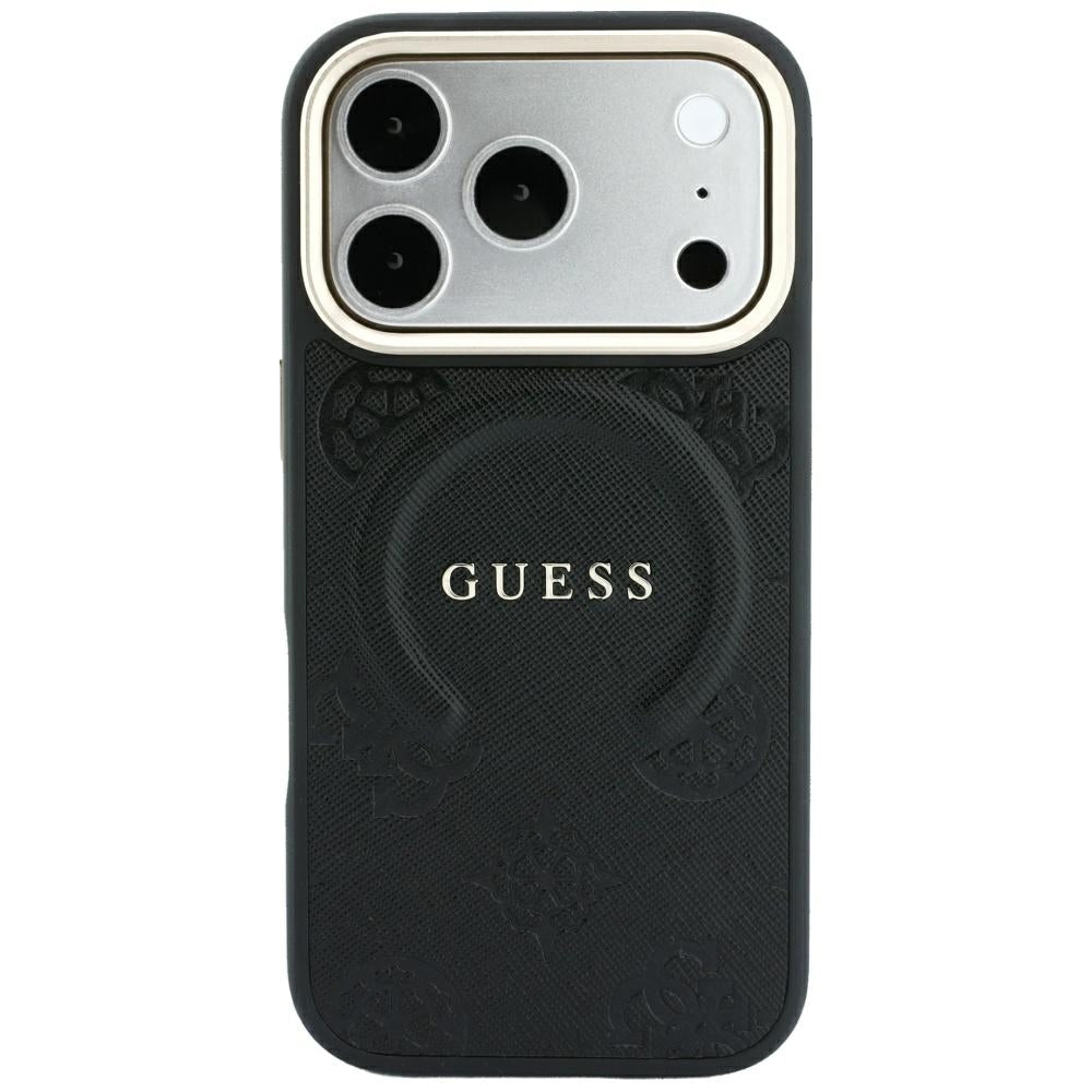 MagSafe-Hülle für Apple iPhone 18 Pro / 17 Pro, Guess, Saffiano Peony Ring, Schwarz
