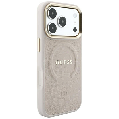 MagSafe-Hülle für Apple iPhone 18 Pro / 17 Pro, Guess, Saffiano Peony Ring, Rosa