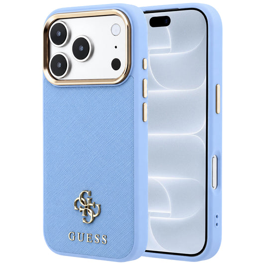 MagSafe-Hülle für Apple iPhone 18 Pro / 17 Pro, Guess, Saffiano Small 4G Classic, Blau