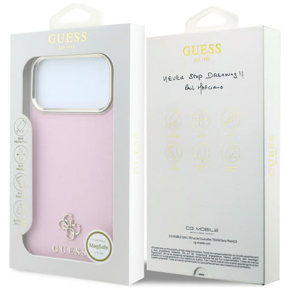 MagSafe Case for Apple iPhone 18 Pro / 17 Pro, Guess, Saffiano Small 4G Classic, Pink