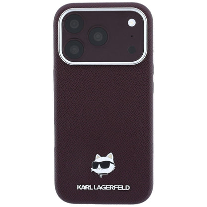 MagSafe-Hülle für Apple iPhone 18 Pro / 17 Pro, Karl Lagerfeld, Geprägter Choupette-Kopf, Weinrot