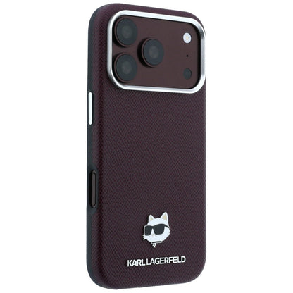 MagSafe-Hülle für Apple iPhone 18 Pro / 17 Pro, Karl Lagerfeld, Geprägter Choupette-Kopf, Weinrot