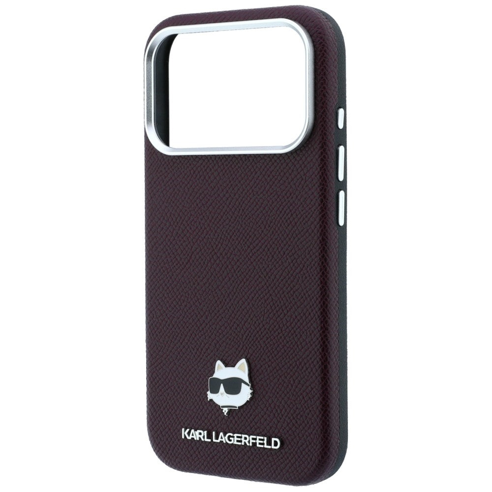 MagSafe-Hülle für Apple iPhone 18 Pro / 17 Pro, Karl Lagerfeld, Geprägter Choupette-Kopf, Weinrot