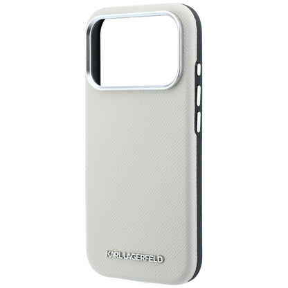 MagSafe-Hülle für Apple iPhone 18 Pro / 17 Pro, Karl Lagerfeld, genarbtes längliches Logo, Beige