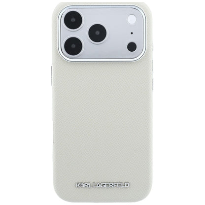 MagSafe-Hülle für Apple iPhone 18 Pro / 17 Pro, Karl Lagerfeld, genarbtes längliches Logo, Beige