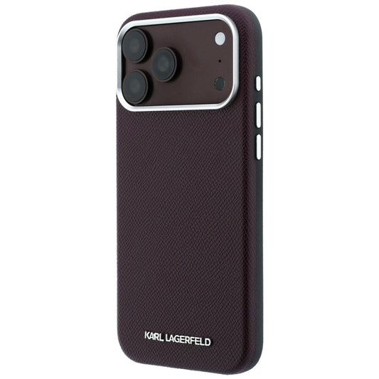 MagSafe-Hülle für Apple iPhone 18 Pro / 17 Pro, Karl Lagerfeld, geprägtes längliches Logo, Weinrot