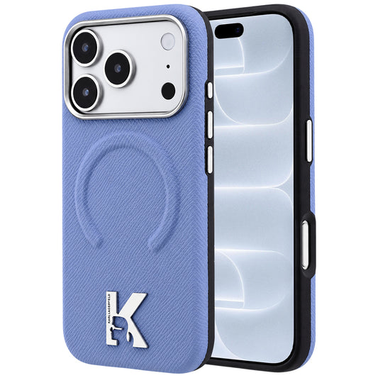 MagSafe-Hülle für Apple iPhone 18 Pro / 17 Pro, Karl Lagerfeld, Grained Embossed Ring, Blau