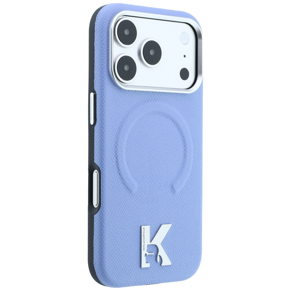 MagSafe-Hülle für Apple iPhone 18 Pro / 17 Pro, Karl Lagerfeld, Grained Embossed Ring, Blau