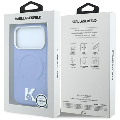 MagSafe-Hülle für Apple iPhone 18 Pro / 17 Pro, Karl Lagerfeld, Grained Embossed Ring, Blau