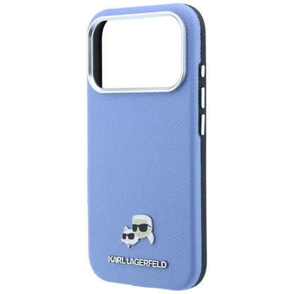 MagSafe-Hülle für Apple iPhone 18 Pro / 17 Pro, Karl Lagerfeld, Grained Karl & Choupette Head's Metal, Blau