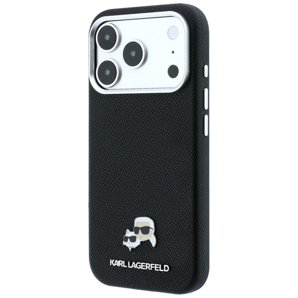 MagSafe-Hülle für Apple iPhone 18 Pro / 17 Pro, Karl Lagerfeld, Grained KC Heads, Schwarz