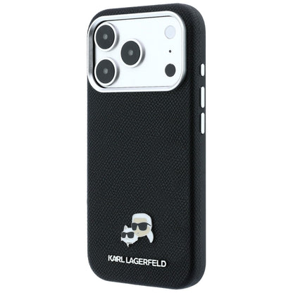 MagSafe-Hülle für Apple iPhone 18 Pro / 17 Pro, Karl Lagerfeld, Grained KC Heads, Schwarz