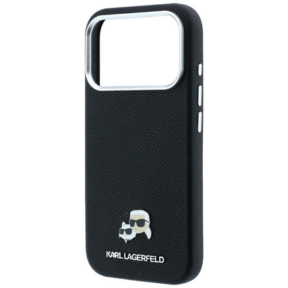MagSafe-Hülle für Apple iPhone 18 Pro / 17 Pro, Karl Lagerfeld, Grained KC Heads, Schwarz