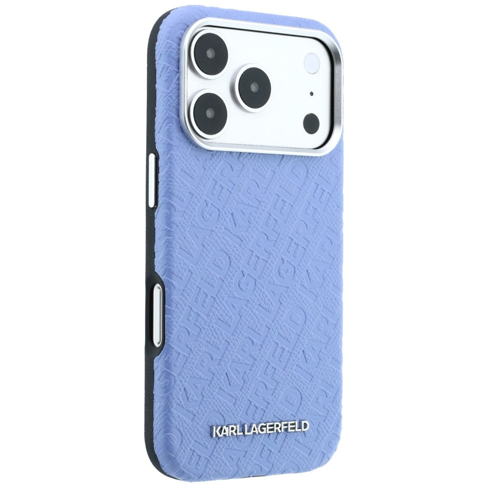 MagSafe-Hülle für Apple iPhone 18 Pro / 17 Pro, Karl Lagerfeld, geprägtes Metall-Logo, Blau