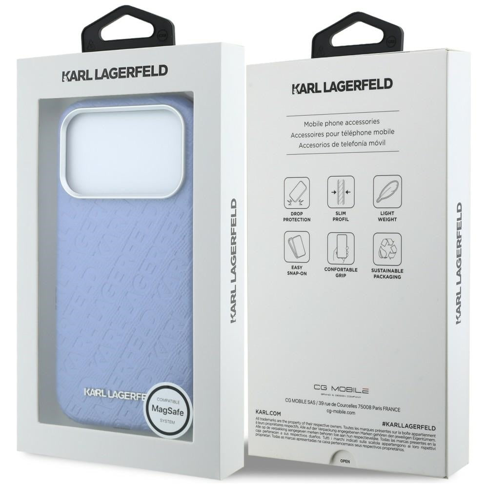 MagSafe-Hülle für Apple iPhone 18 Pro / 17 Pro, Karl Lagerfeld, geprägtes Metall-Logo, Blau