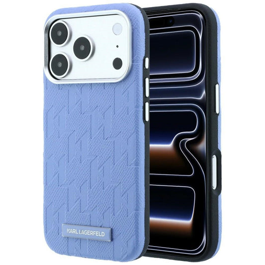 MagSafe-Hülle für Apple iPhone 18 Pro / 17 Pro, Karl Lagerfeld, Grained Mono Resin Logo, Blau