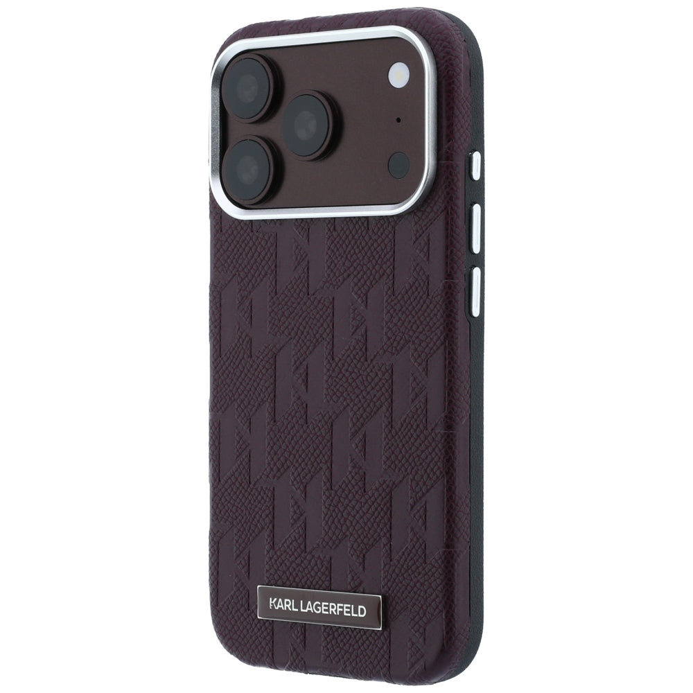 MagSafe Case for Apple iPhone 18 Pro / 17 Pro, Karl Lagerfeld, Grained Mono Resin Logo, Burgundy