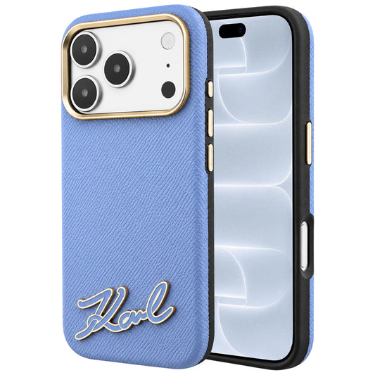 MagSafe-Hülle für Apple iPhone 18 Pro / 17 Pro, Karl Lagerfeld, geprägtes Harz-Logo, Blau