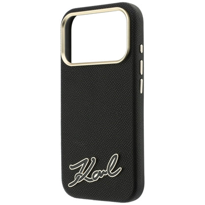 MagSafe-Hülle für Apple iPhone 18 Pro / 17 Pro, Karl Lagerfeld, geprägtes Harz-Signatur-Logo, Schwarz