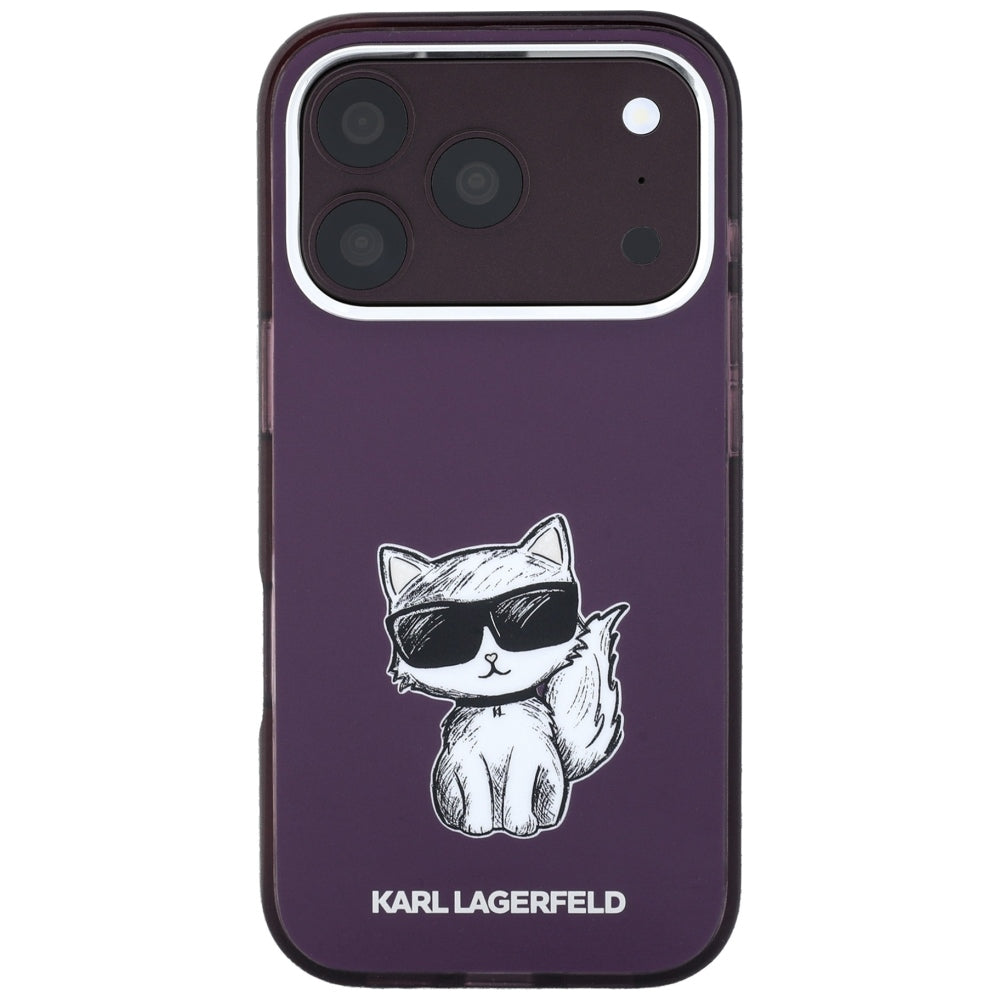 MagSafe-Hülle für Apple iPhone 18 Pro / 17 Pro, Karl Lagerfeld, HC IML Choupette Body Sketch Print, Weinrot