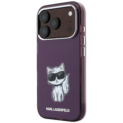 MagSafe-Hülle für Apple iPhone 18 Pro / 17 Pro, Karl Lagerfeld, HC IML Choupette Body Sketch Print, Weinrot