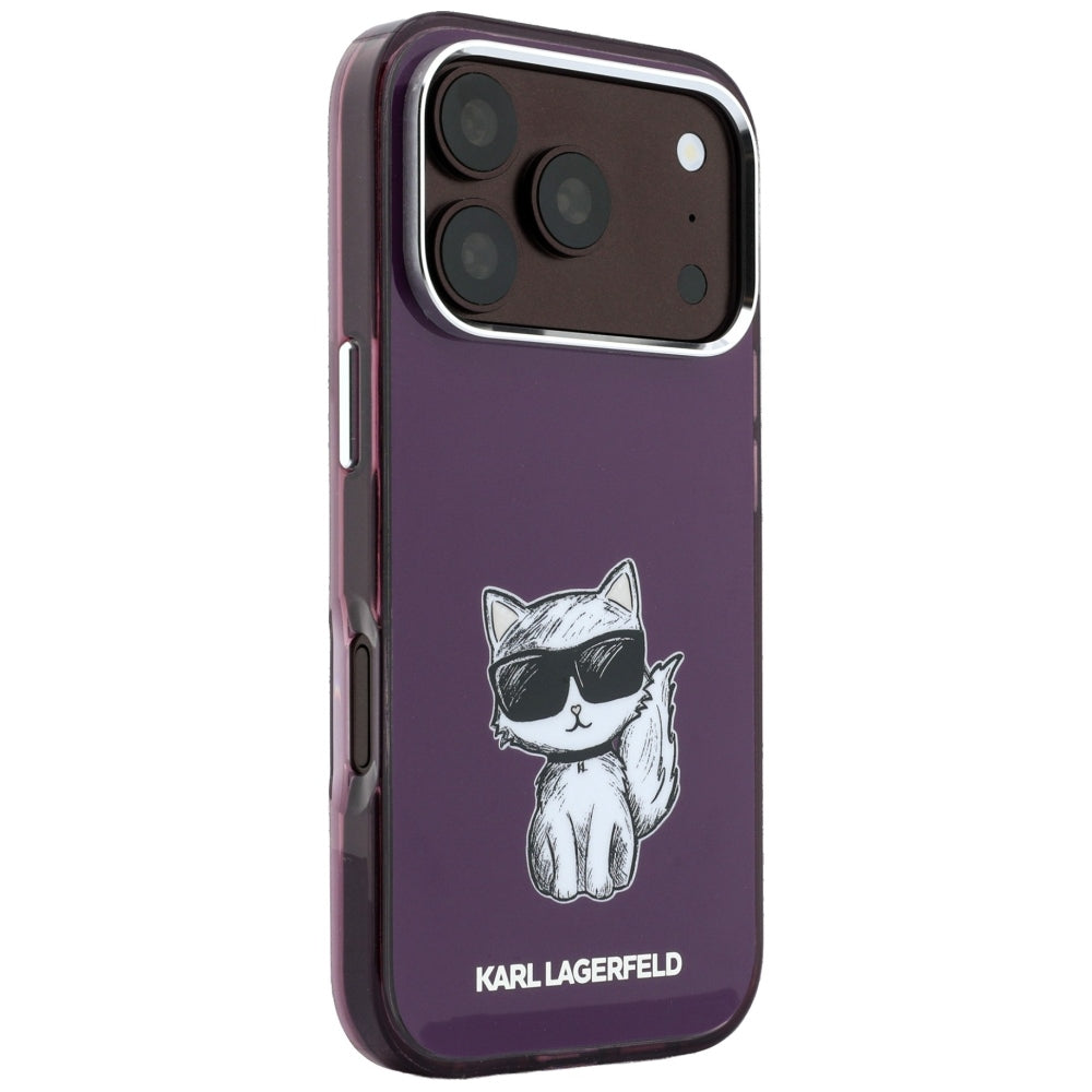 MagSafe-Hülle für Apple iPhone 18 Pro / 17 Pro, Karl Lagerfeld, HC IML Choupette Body Sketch Print, Weinrot