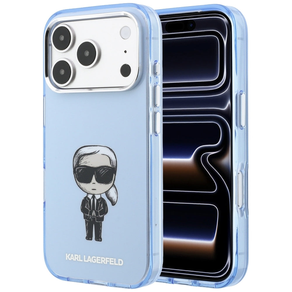 MagSafe-Hülle für Apple iPhone 18 Pro / 17 Pro, Karl Lagerfeld, HC IML Ikonik Sketch Print, Blau