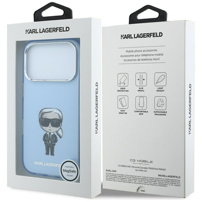 MagSafe-Hülle für Apple iPhone 18 Pro / 17 Pro, Karl Lagerfeld, HC IML Ikonik Sketch Print, Blau
