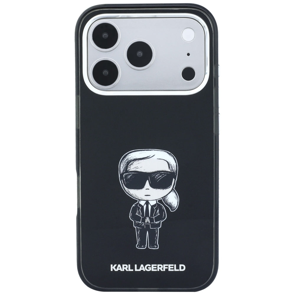MagSafe-Hülle für Apple iPhone 18 Pro / 17 Pro, Karl Lagerfeld, HC IML Ikonik Sketch Print, Schwarz