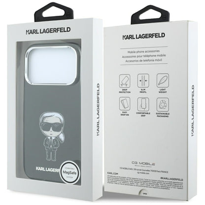 MagSafe-Hülle für Apple iPhone 18 Pro / 17 Pro, Karl Lagerfeld, HC IML Ikonik Sketch Print, Schwarz