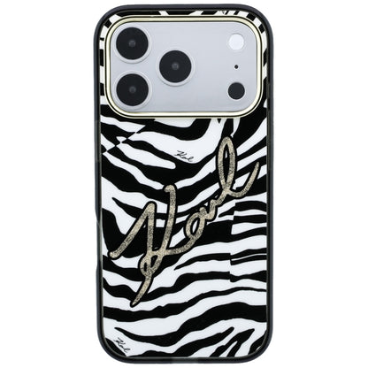 MagSafe Case for Apple iPhone 18 Pro / 17 Pro, Karl Lagerfeld, HC IML Signature Zebra Glitter Gold, Black
