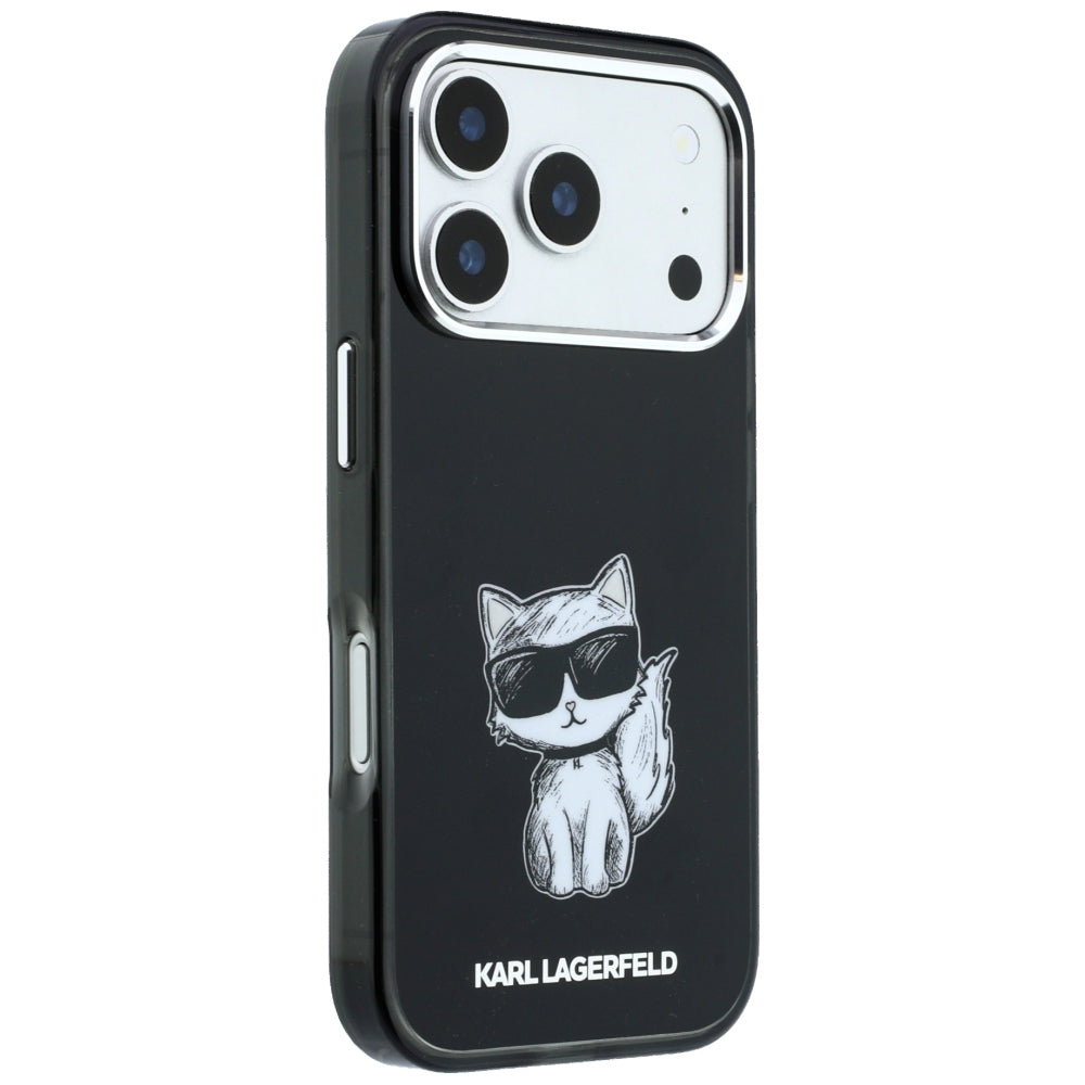 MagSafe-Hülle für Apple iPhone 18 Pro / 17 Pro, Karl Lagerfeld, IML Choupette Body Sketch Print, Schwarz
