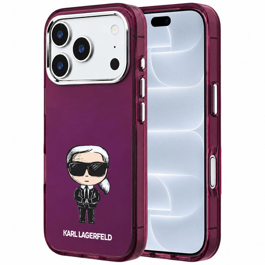 MagSafe-Hülle für Apple iPhone 18 Pro / 17 Pro, Karl Lagerfeld, HC IML Ikonik Sketch Print, Burgunderrot