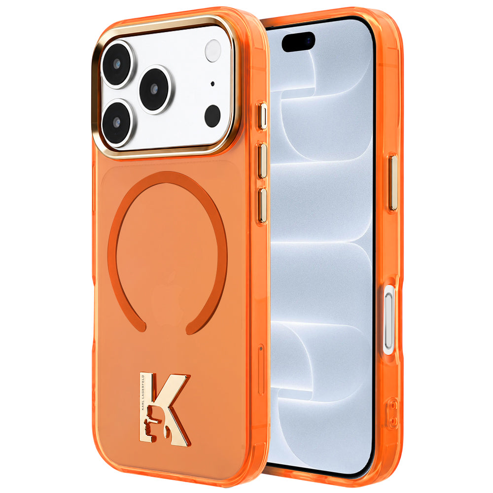 MagSafe-Hülle für Apple iPhone 18 Pro / 17 Pro, Karl Lagerfeld, IML Karl Head Logo, Orange