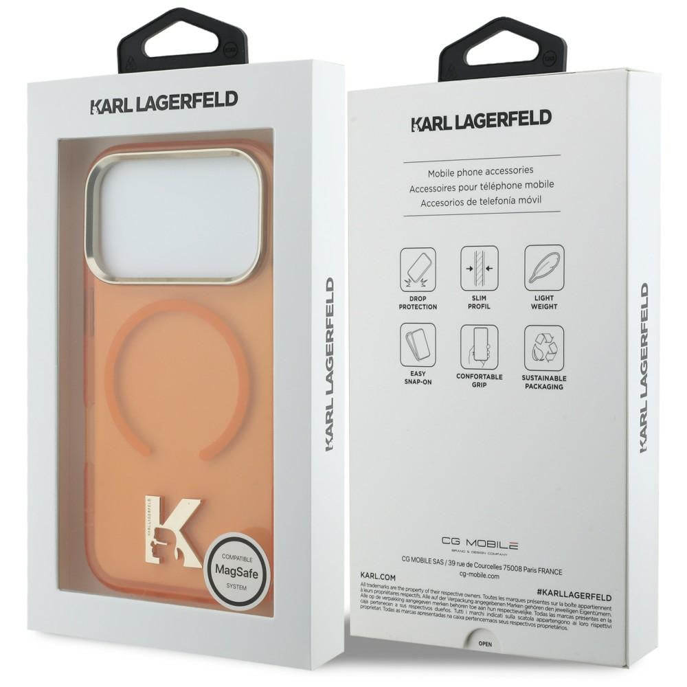 MagSafe-Hülle für Apple iPhone 18 Pro / 17 Pro, Karl Lagerfeld, IML Karl Head Logo, Orange