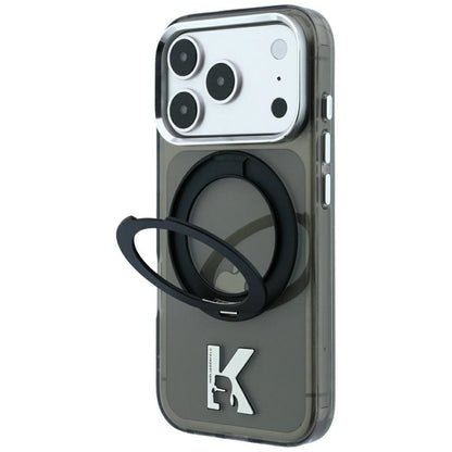 MagSafe-Hülle für Apple iPhone 18 Pro / 17 Pro, Karl Lagerfeld, IML Ring Stand Kameo Metal, Schwarz