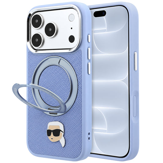 MagSafe-Hülle für Apple iPhone 18 Pro / 17 Pro, Karl Lagerfeld, Ring Stand 360 Karl Pin, Blau