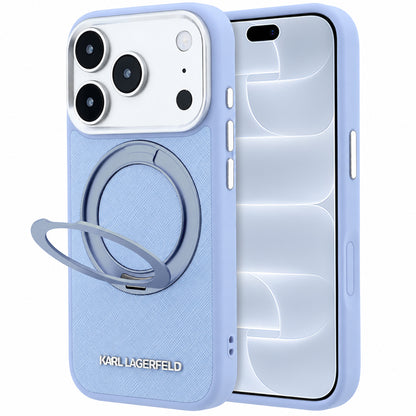 MagSafe-Hülle für Apple iPhone 18 Pro / 17 Pro, Karl Lagerfeld, Ring Stand 360 Saffiano, Blau