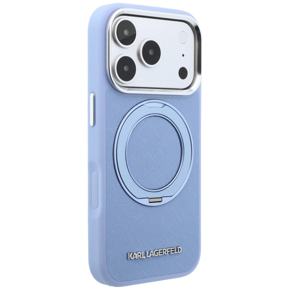 MagSafe-Hülle für Apple iPhone 18 Pro / 17 Pro, Karl Lagerfeld, Ring Stand 360 Saffiano, Blau