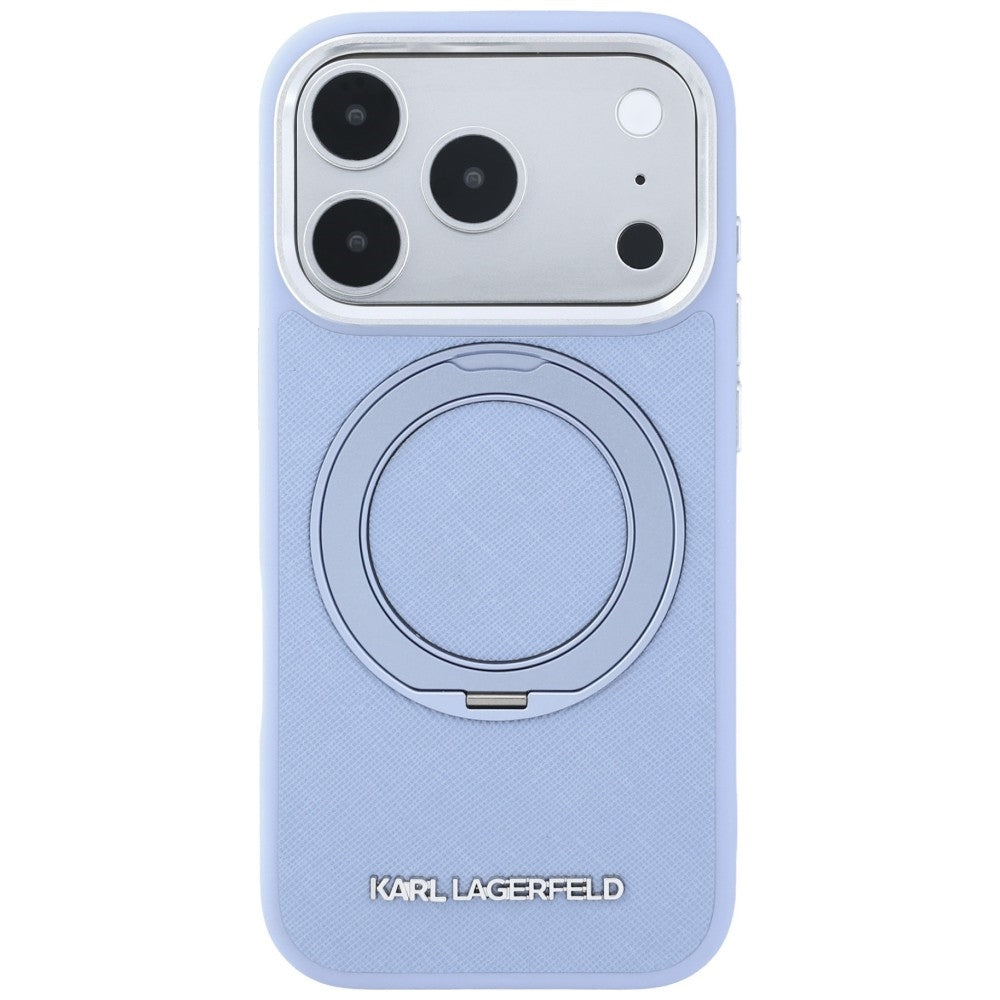 MagSafe-Hülle für Apple iPhone 18 Pro / 17 Pro, Karl Lagerfeld, Ring Stand 360 Saffiano, Blau