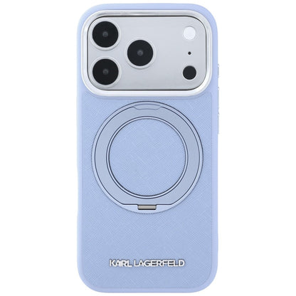 MagSafe-Hülle für Apple iPhone 18 Pro / 17 Pro, Karl Lagerfeld, Ring Stand 360 Saffiano, Blau