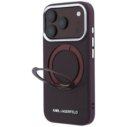 MagSafe Case for Apple iPhone 18 Pro / 17 Pro, Karl Lagerfeld, Ring Stand 360 Saffiano, Burgundy