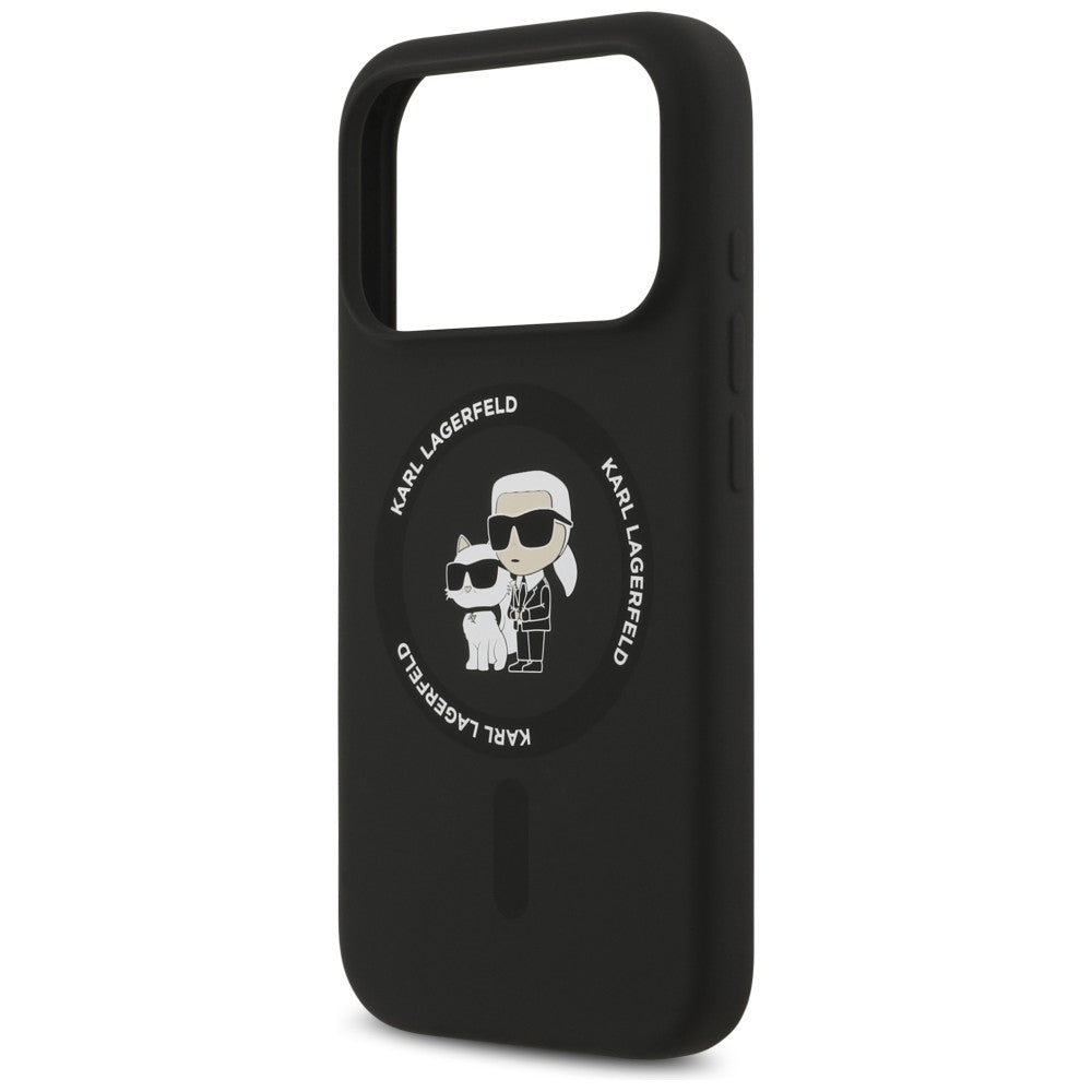 MagSafe-Hülle für Apple iPhone 18 Pro / 17 Pro, Karl Lagerfeld, Silicone Ring Karl & Choupette, Schwarz