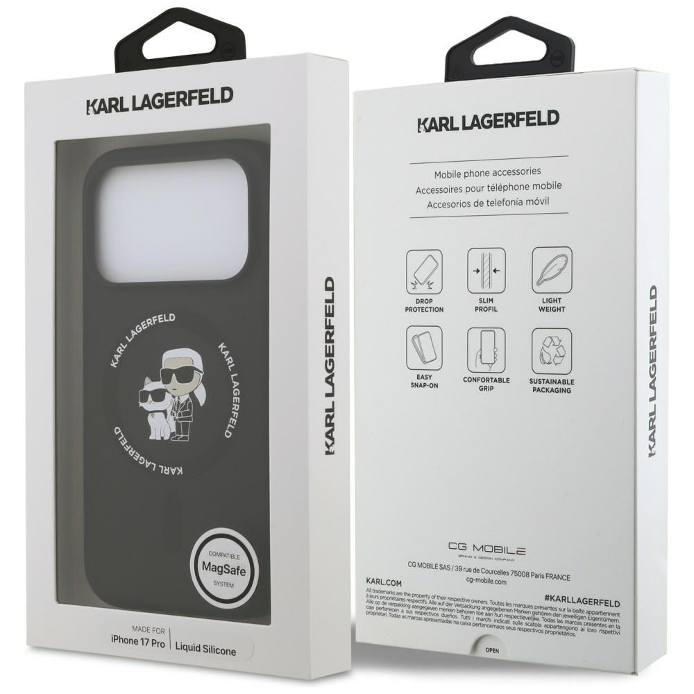 MagSafe-Hülle für Apple iPhone 18 Pro / 17 Pro, Karl Lagerfeld, Silicone Ring Karl & Choupette, Schwarz