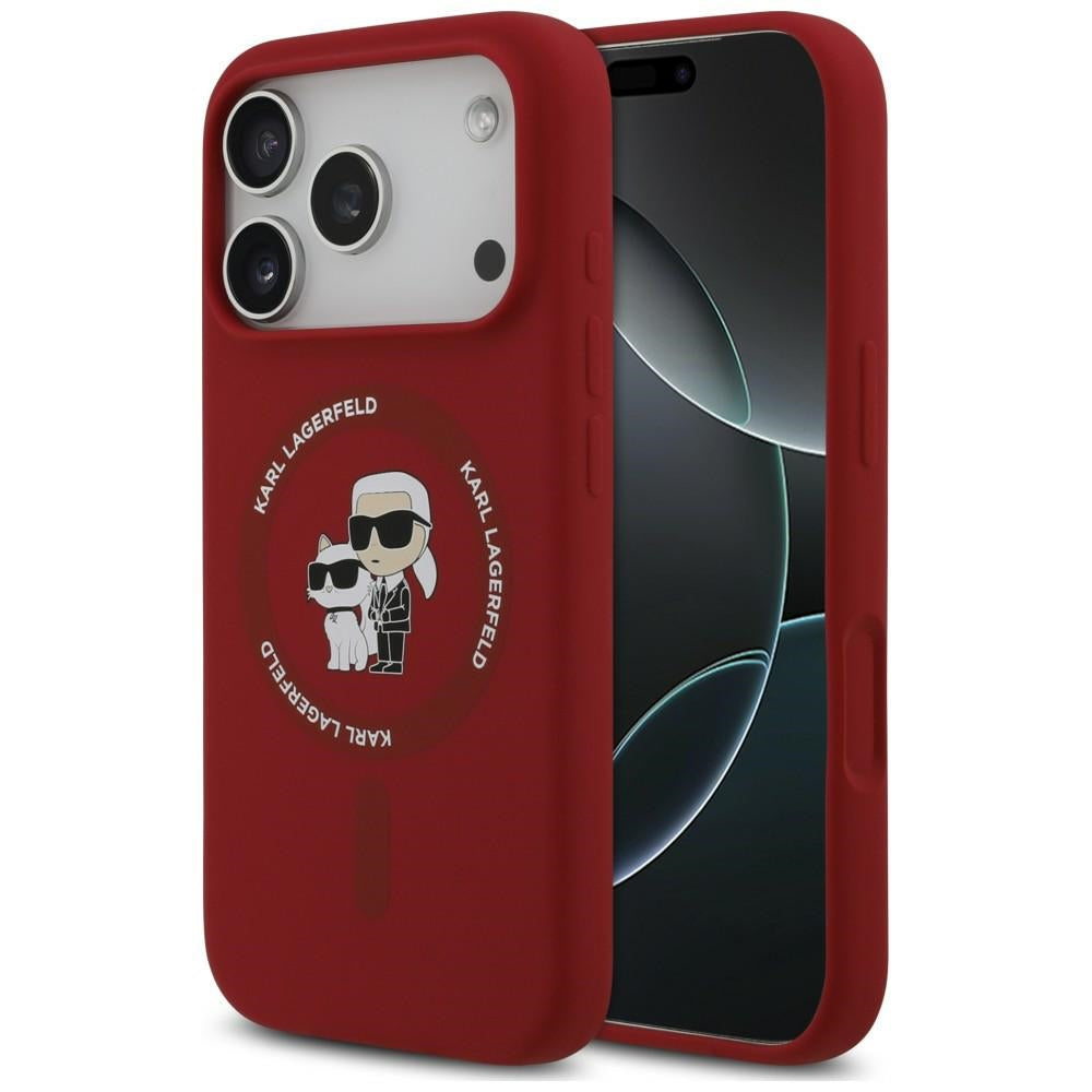 MagSafe-Hülle für Apple iPhone 18 Pro / 17 Pro, Karl Lagerfeld, Silikonring Karl & Choupette, Rosa